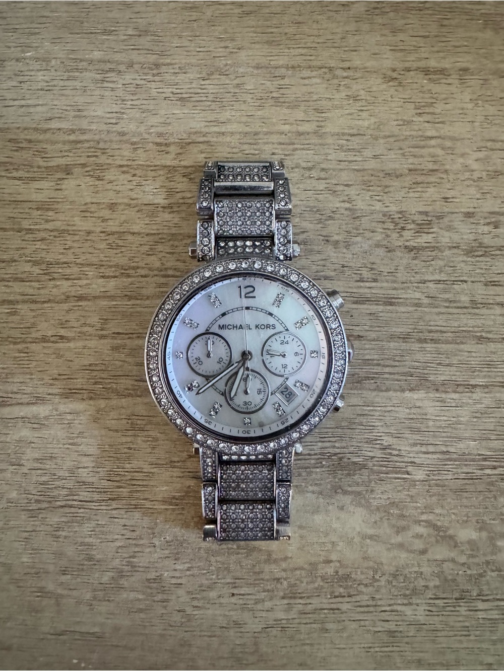Michael Kors Silver Crystal-Embellished Women's Bracelet Watch